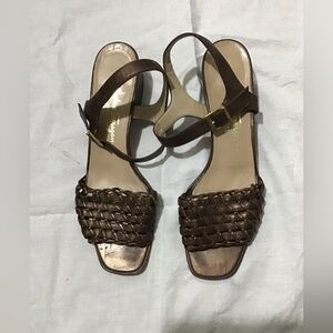 Salvatore Ferragamo Brown Woven Leather Sandals Italy 11 4A